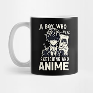 A Boy Who Loves Sketching And Anime Japanese Manga Drawing Mug